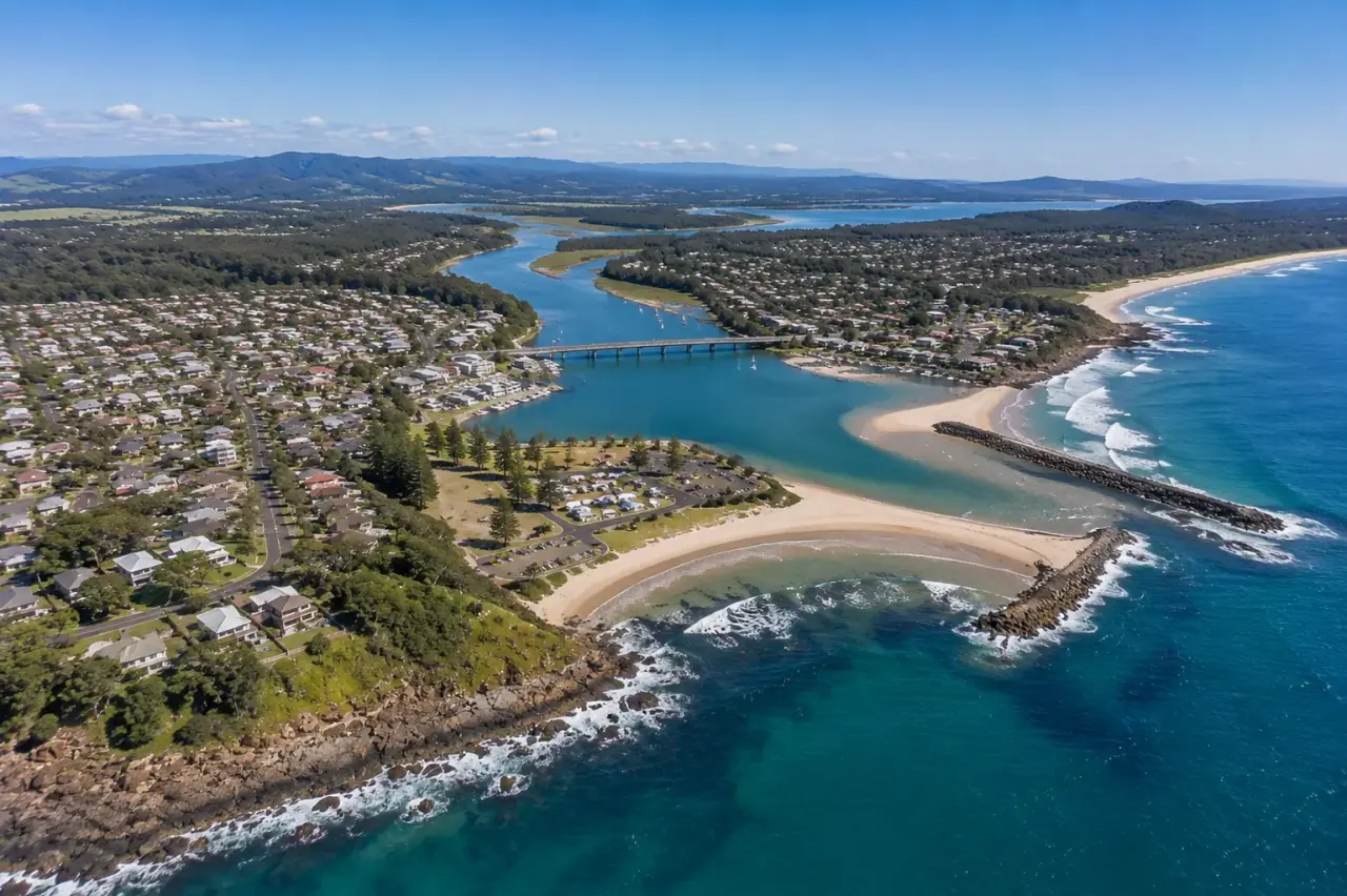 Aerial view of Nambucca Heads NSW, FHC Refrigeration service area