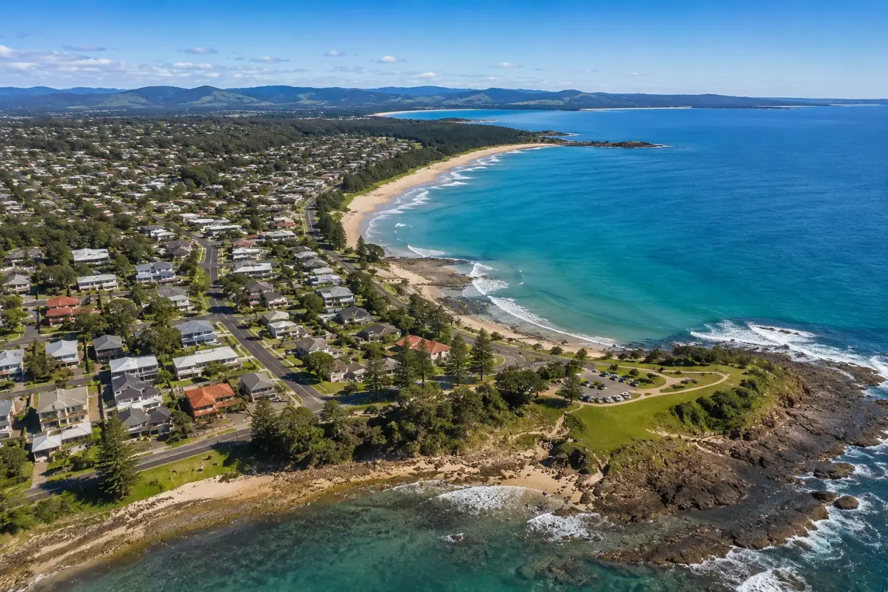 Aerial view of Sawtell NSW, FHC Refrigeration service area